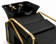 Shampoo Unit Bed Black with Gold Foot Rest